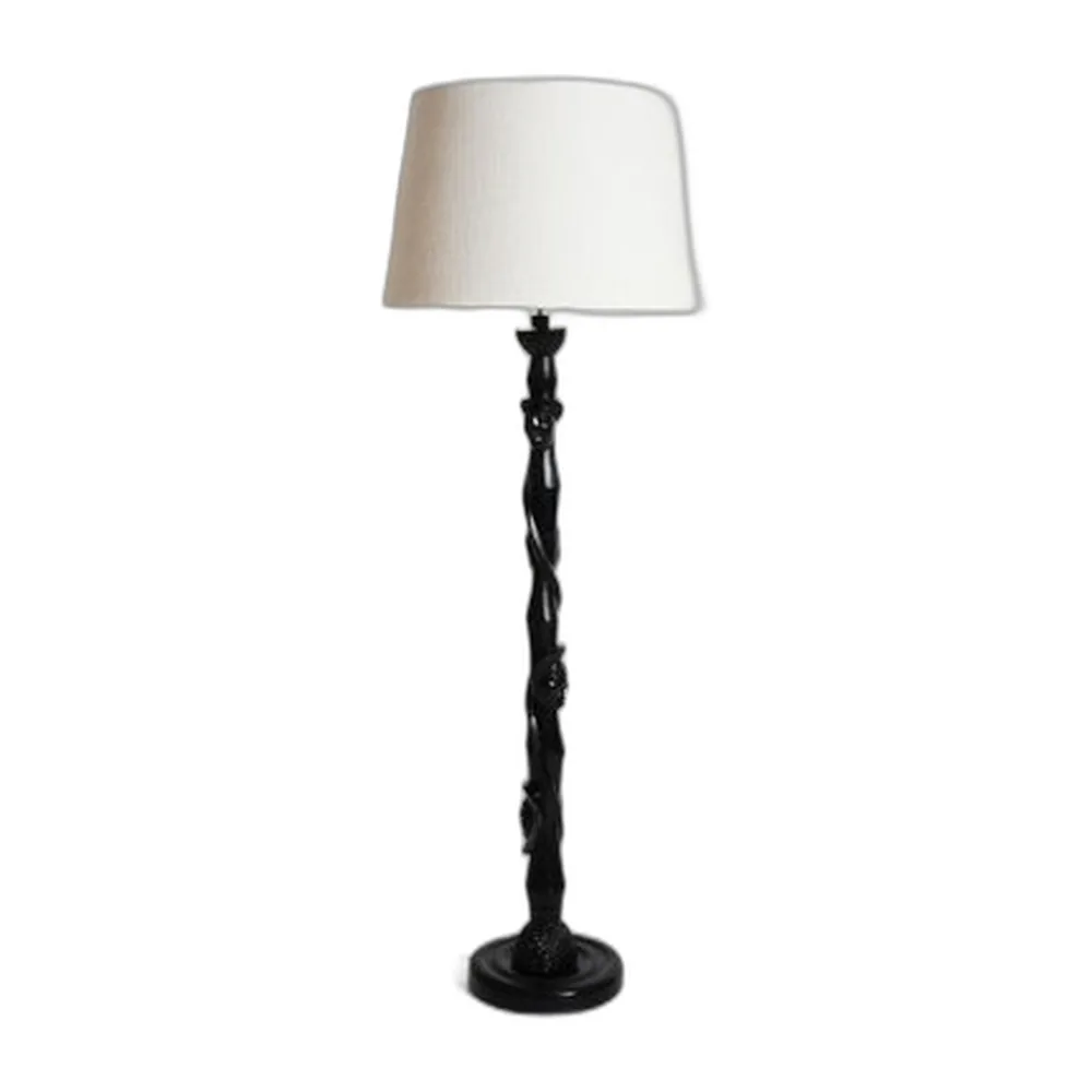 Afrikanische Stehlampe aus ebonisiertem Holz, 1970er