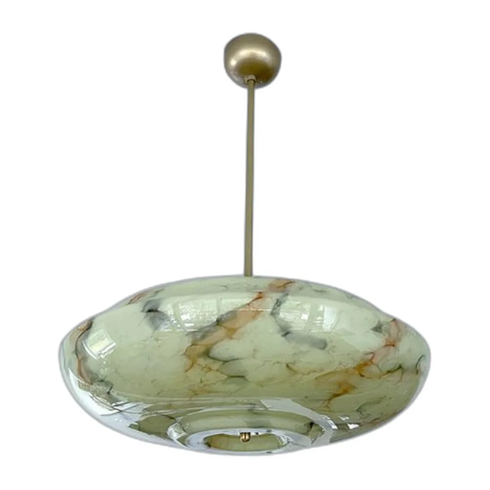 Art Deco Hängelampe aus Uranglas, 1930er