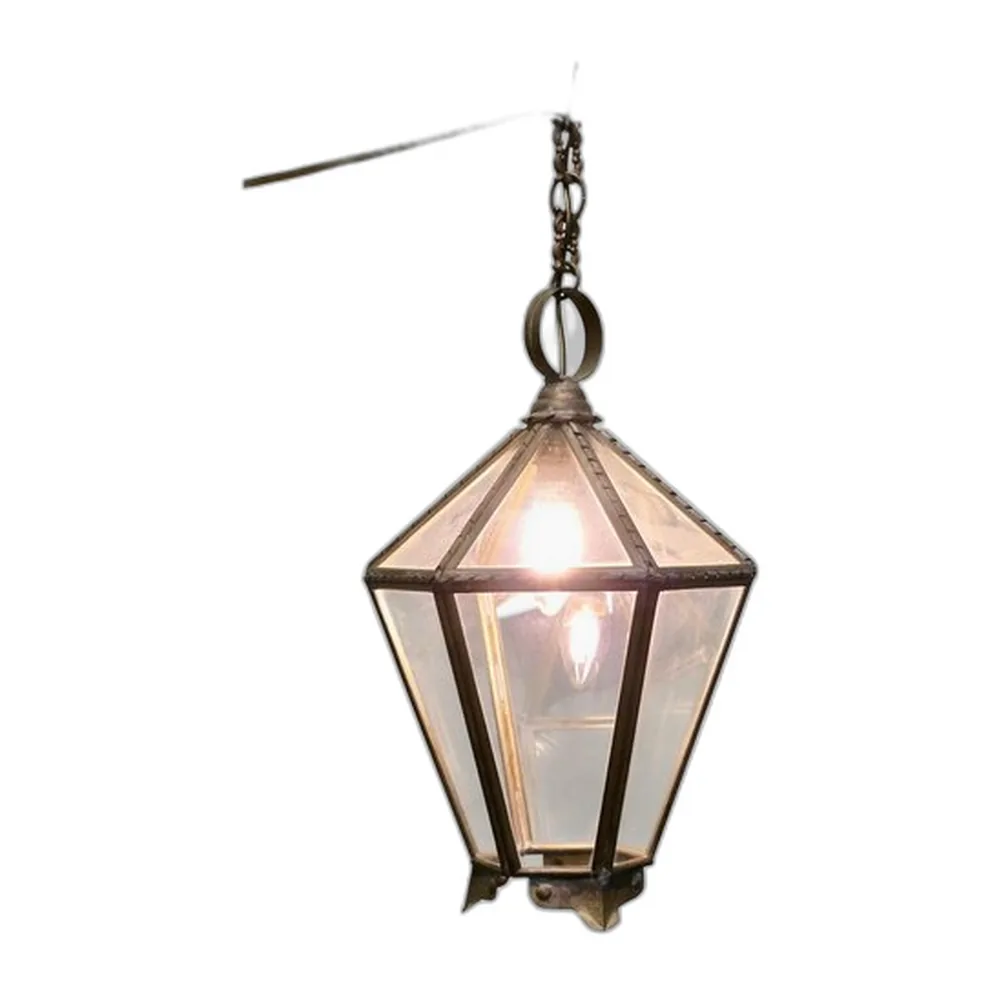 Arts and Crafts Laterne aus Messing & Glas