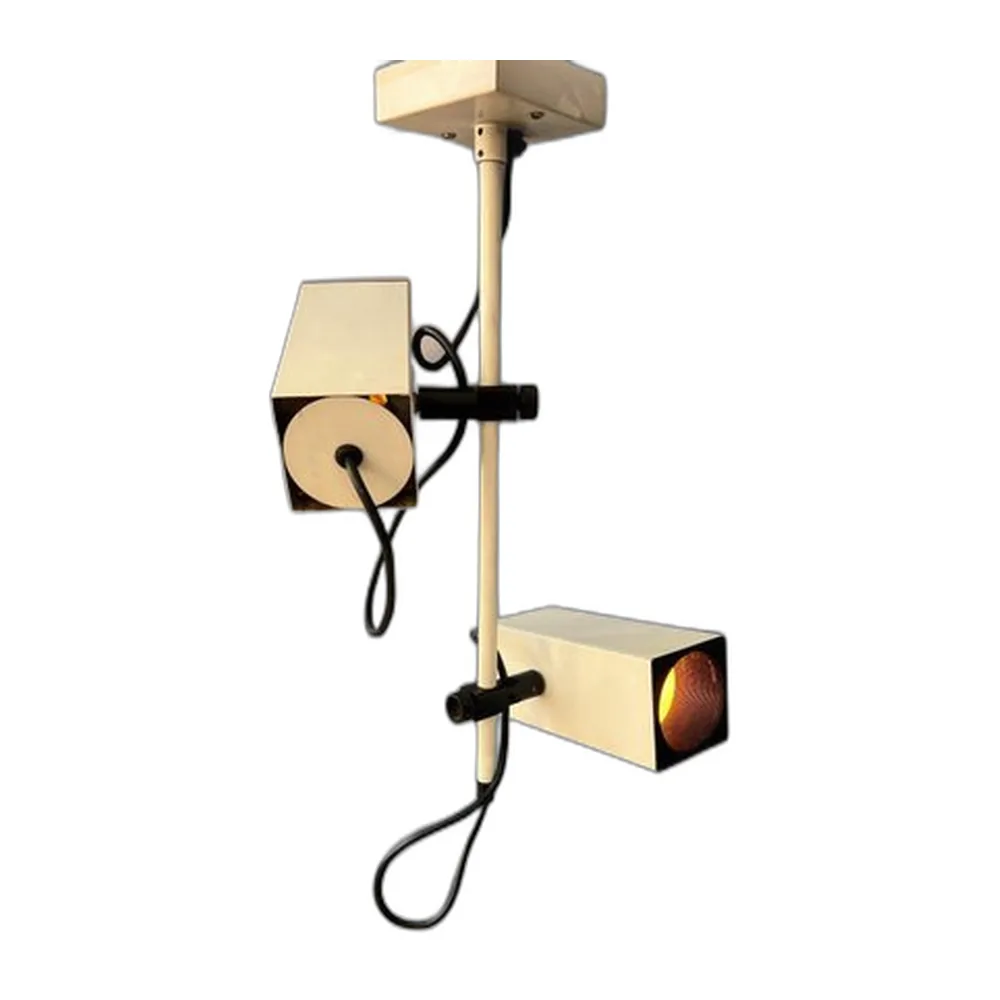 Beigefarbene Vintage Downrod Deckenlampe von Philips