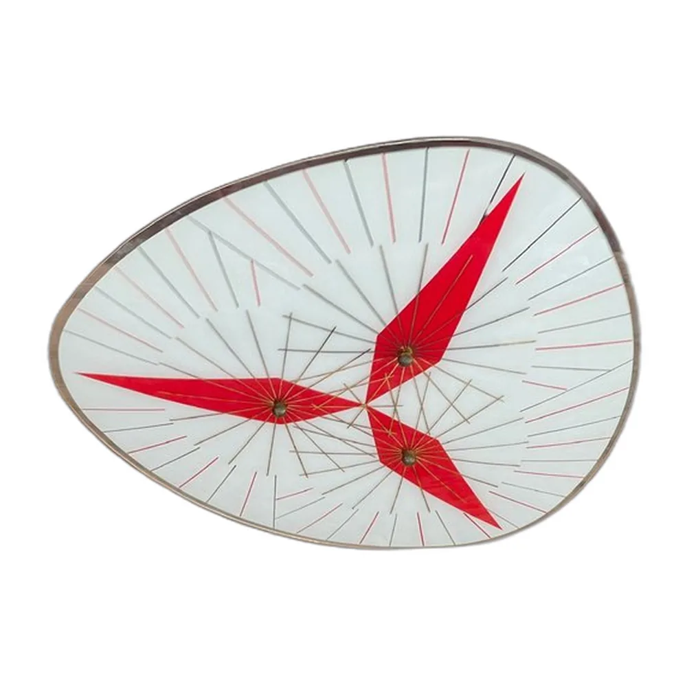 Dreieckige Mid-Century Modern Deckenlampe aus Glas & Messing, 1960er