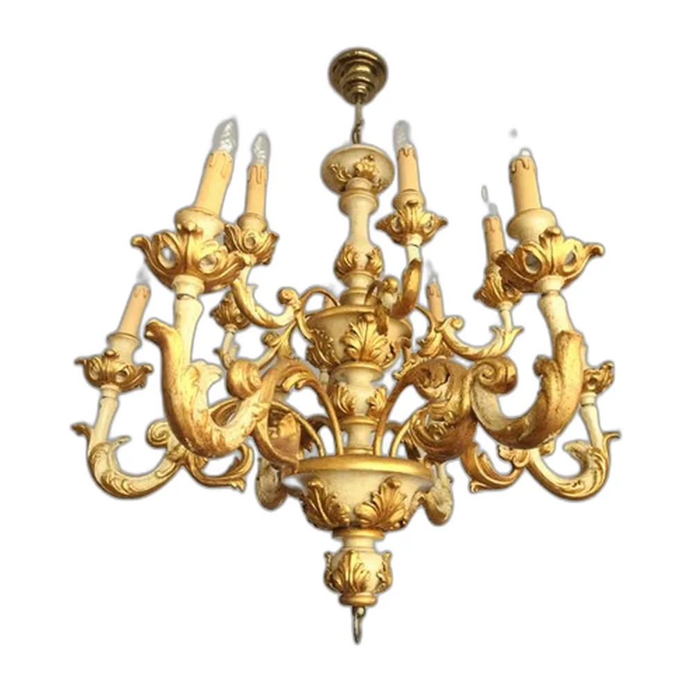 Florentiner Vintage Kronleuchter mit Blattgold, 1930er