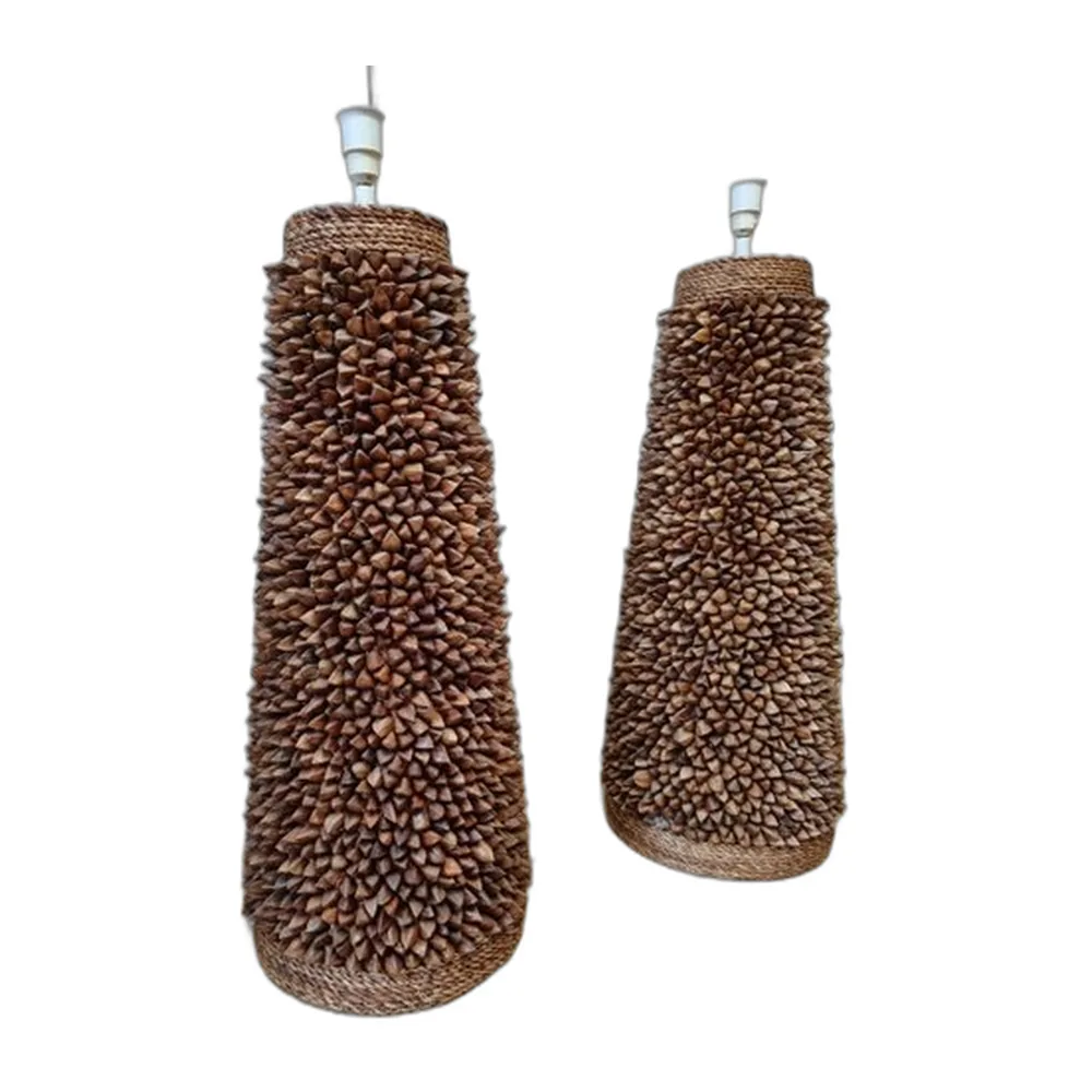 Handgefertigte Pili Nussschalen Tisch- oder Stehlampen, USA, 2000er, 2er Set
