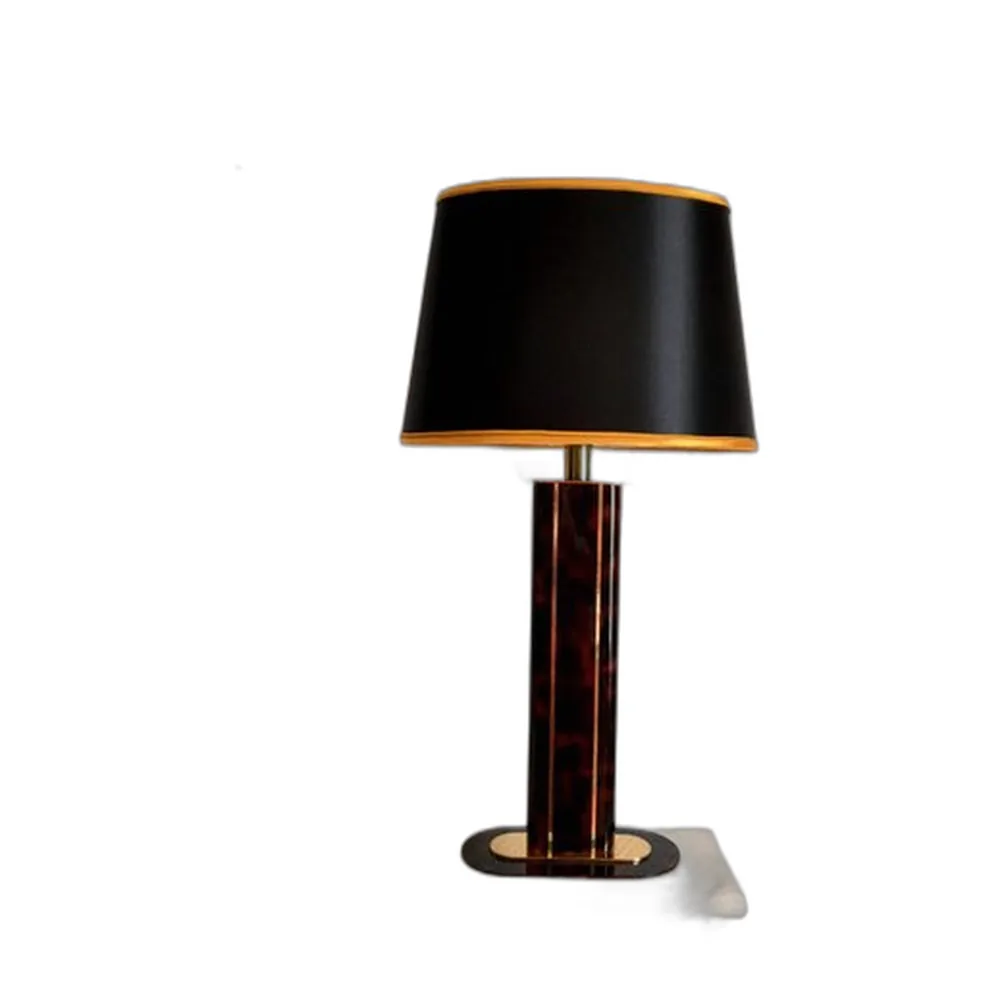 Hollywood Regency Schildpatt Lampe in Schwarz & Gold, 1980er