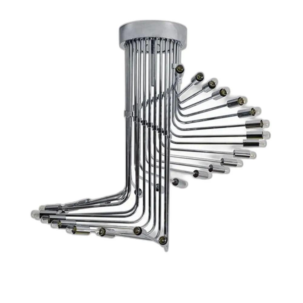 Italienischer Spiral Kronleuchter aus Chrom von Gaetano Sciolari, 1970er