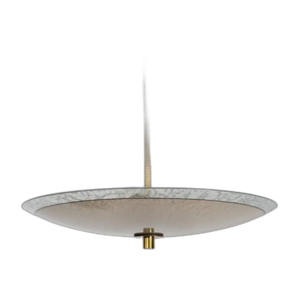 Mid-Century Deckenlampe mit Drei Leuchten aus Strukturiertem Glas, 1950er