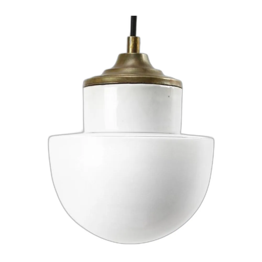 Mid-Century Modern Hängelampe aus Porzellan & Opalglas
