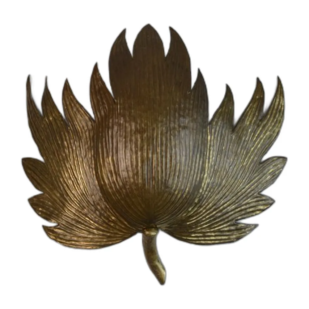 Mid-Century Modern Platanenblatt Wandleuchte aus Vergoldetem Messing, 1950er