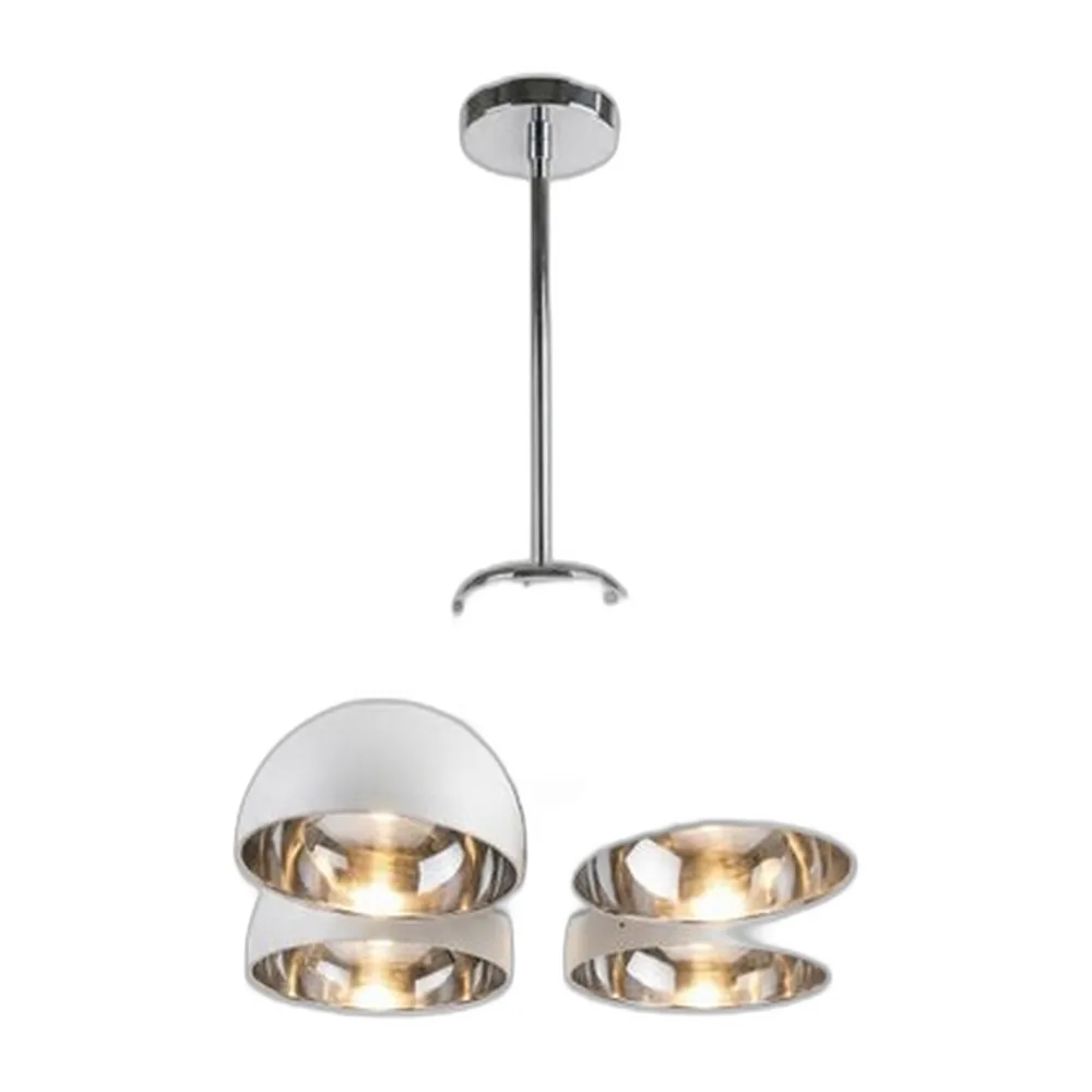 Mid-Century Space Age Hängelampe in Weiß & Chrom mit 4 Leuchten, 1970er
