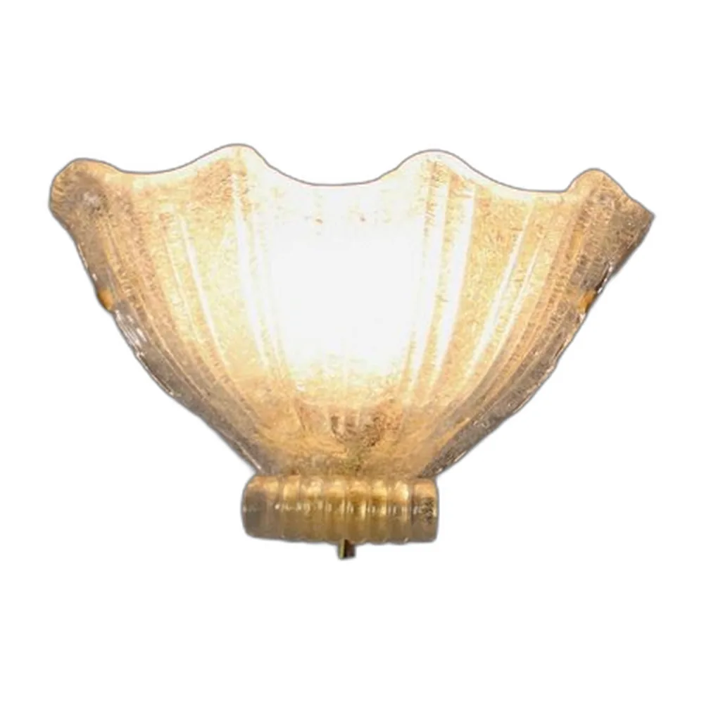 Muschelförmige Vergoldete Murano Glas Wandleuchte