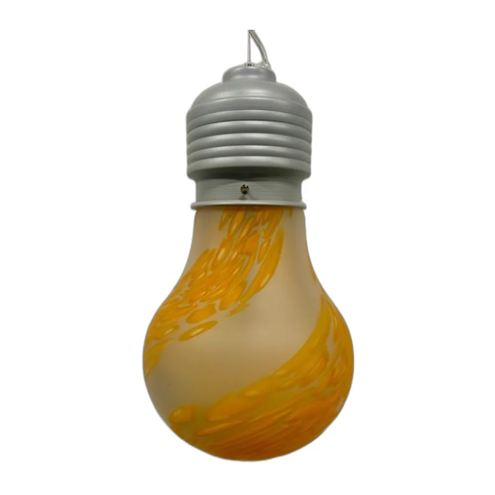 Orangefarbene Hängelampe aus mundgeblasenem Glas, 1990er