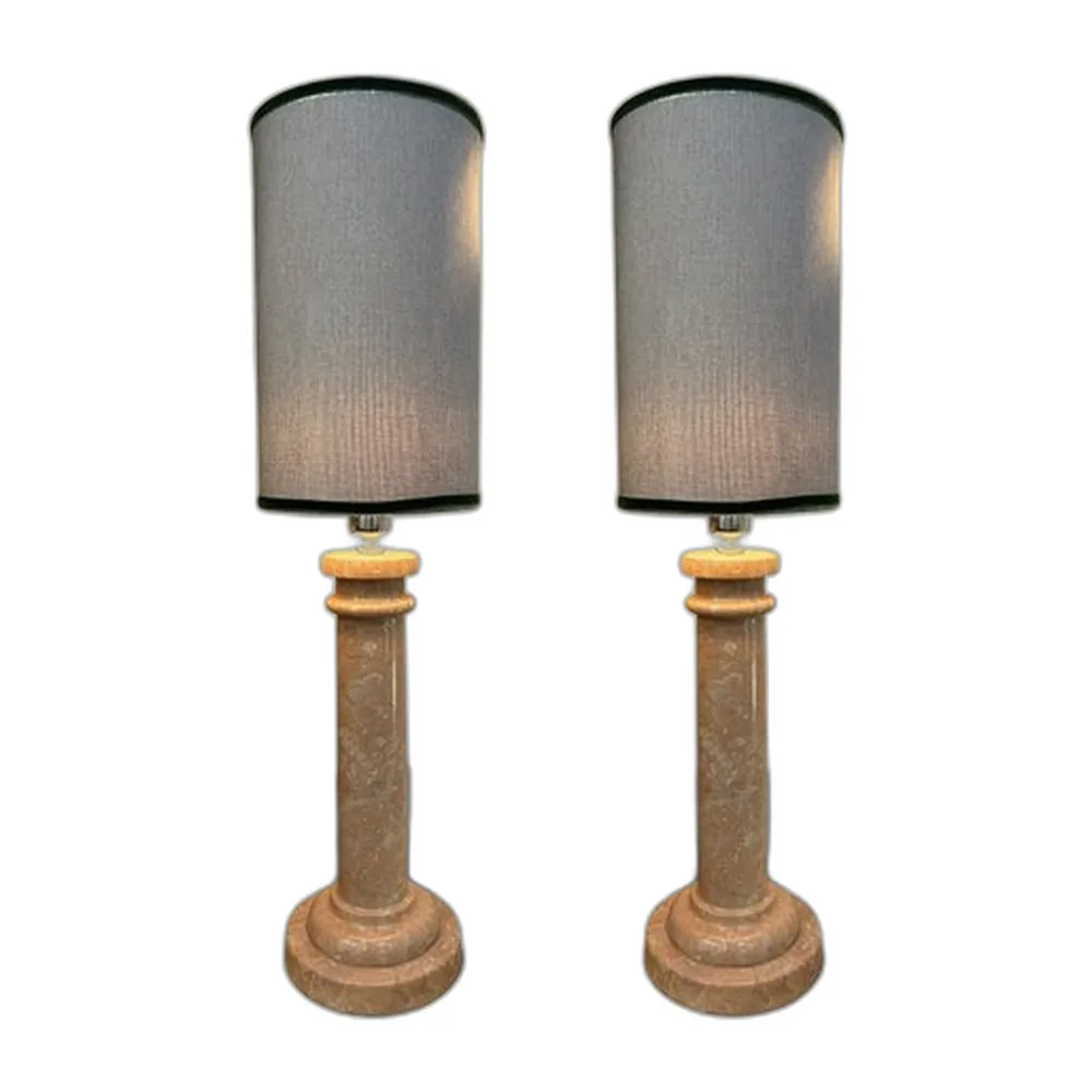 Rosa Marmor Lampen, 2er Set