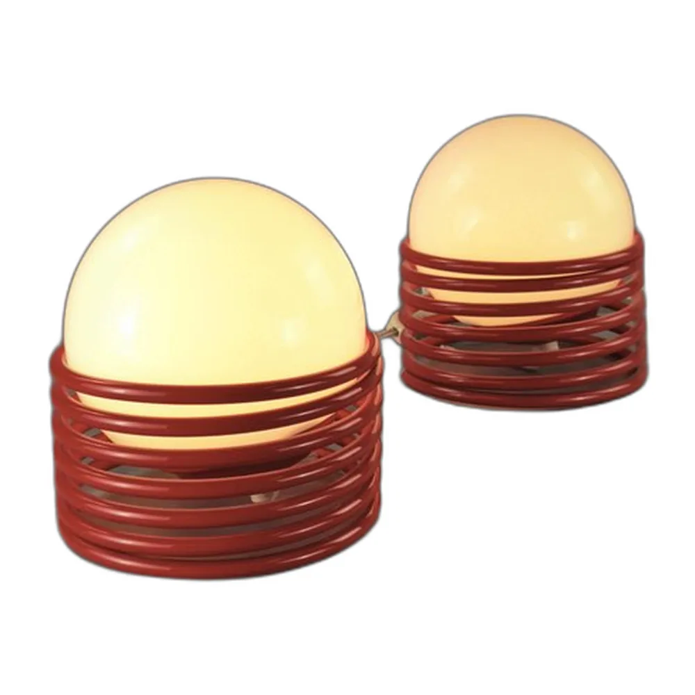 Rote gefederte Tischlampen, 1970er, 2er Set