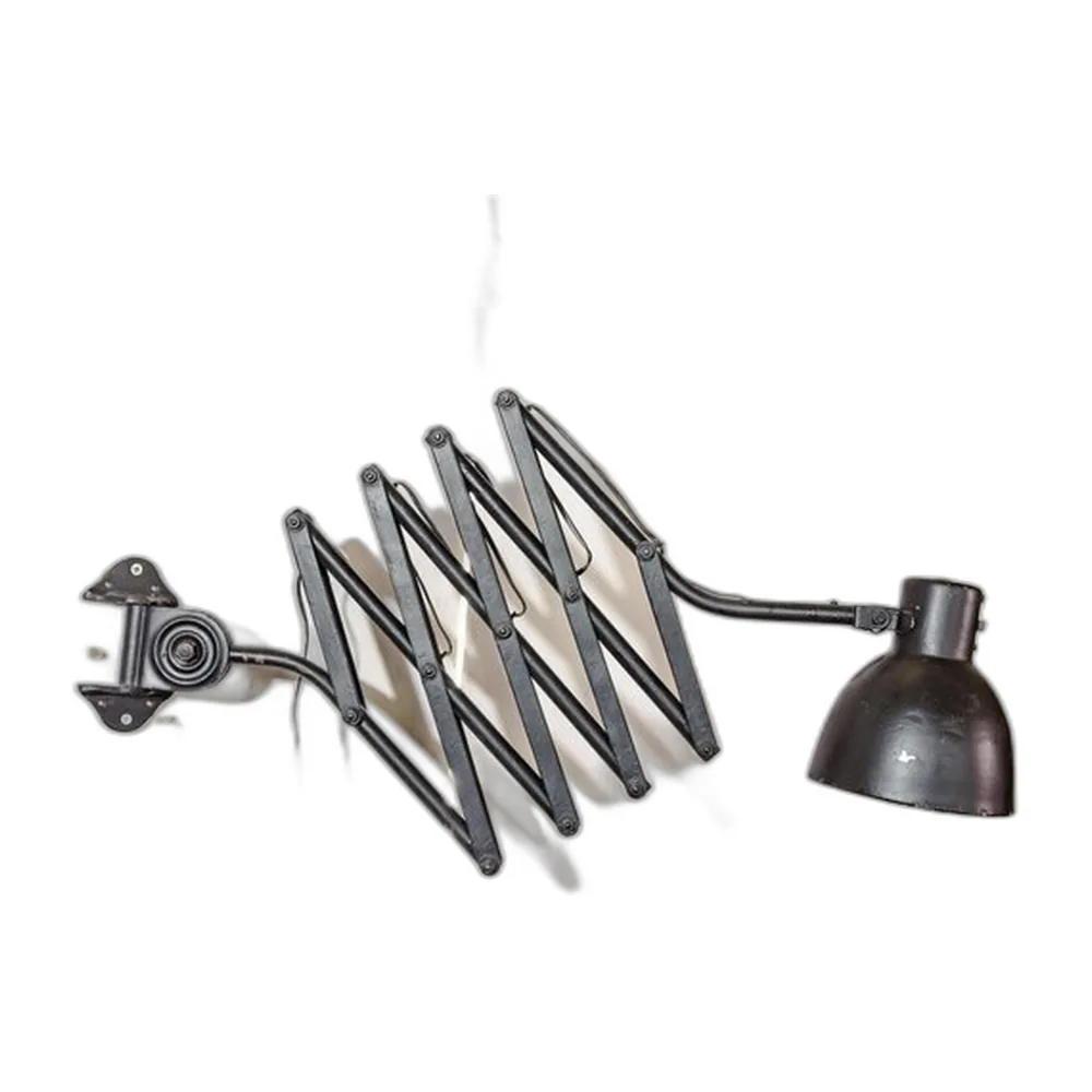 Schwarze industrielle Scherenlampe von Hala, 1930er