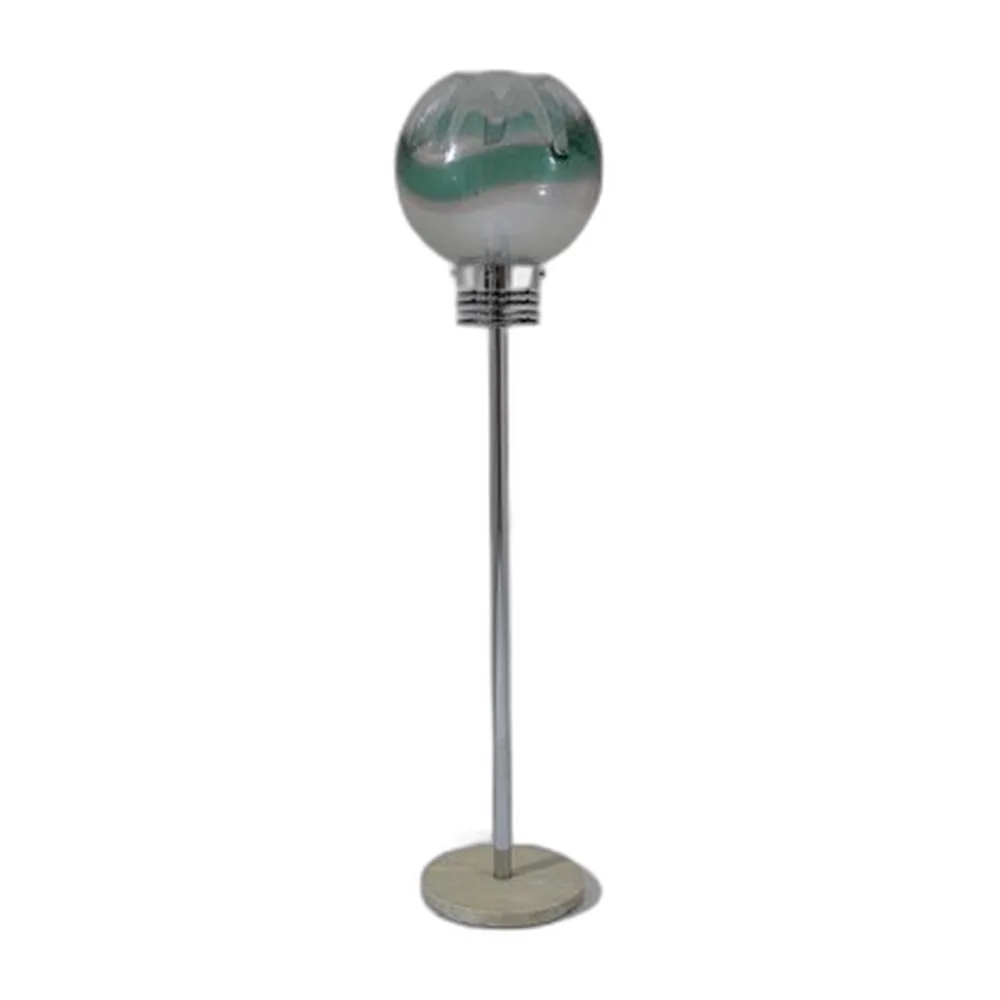 Stehlampe mit Marmorfuß und Murano Glas, 1950er