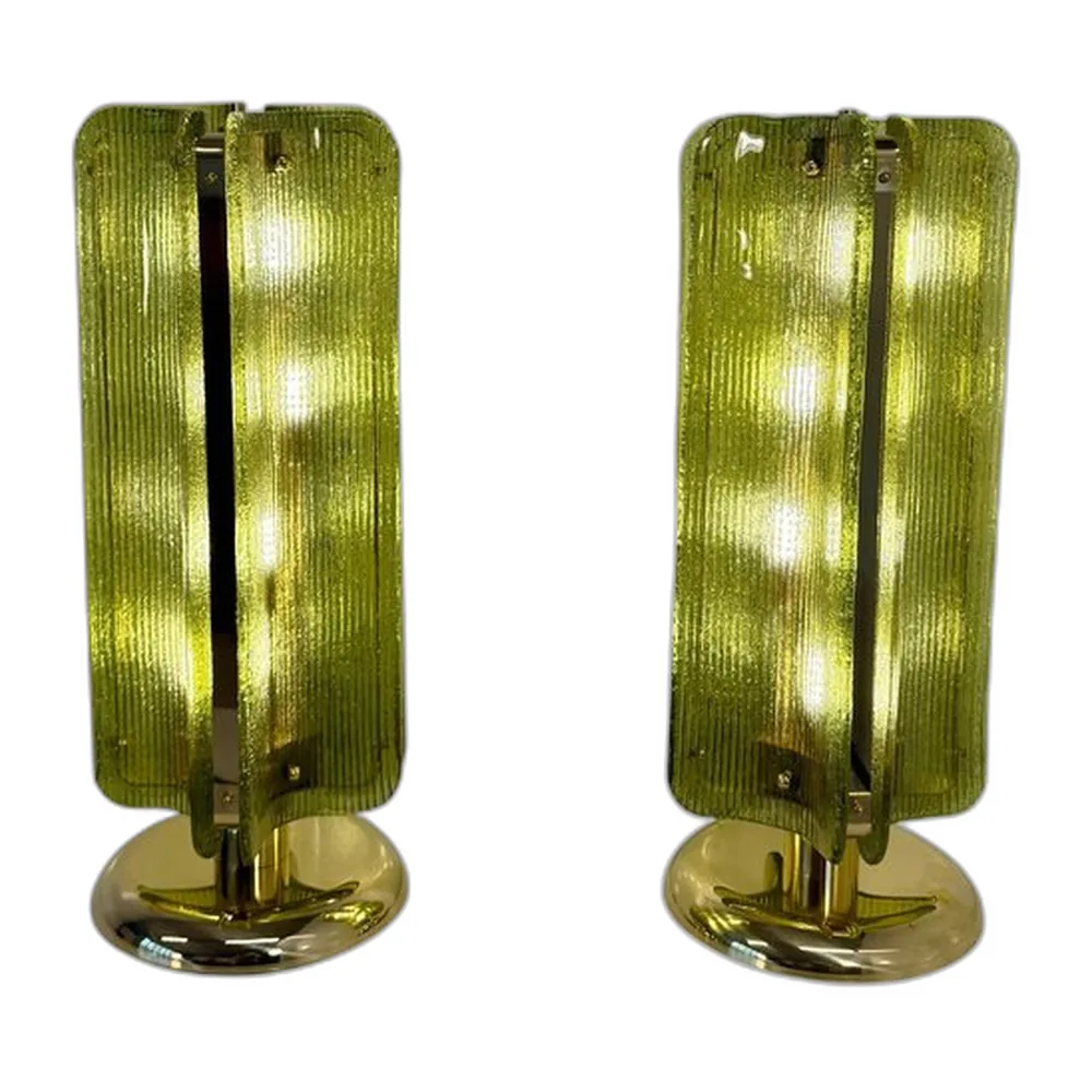 Tischlampen aus Muranoglas & Messing, 2000er, 2er Set