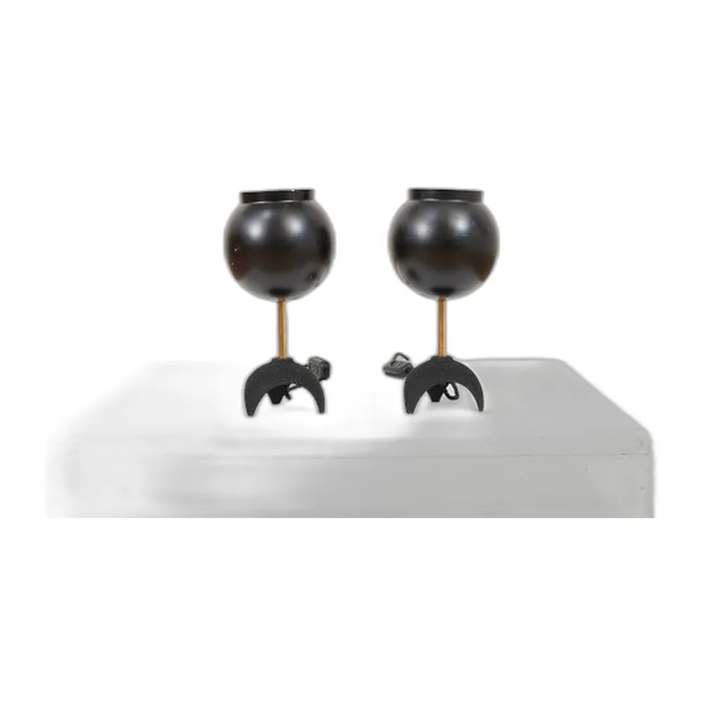 Tischlampen mit schwarzem Gestell aus gegossenem Aluminium, 2er Set