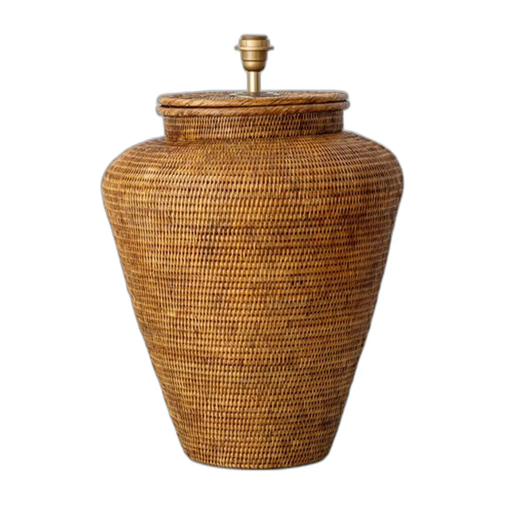 Vintage Tischlampe aus handgewebtem Rattan, 1980er