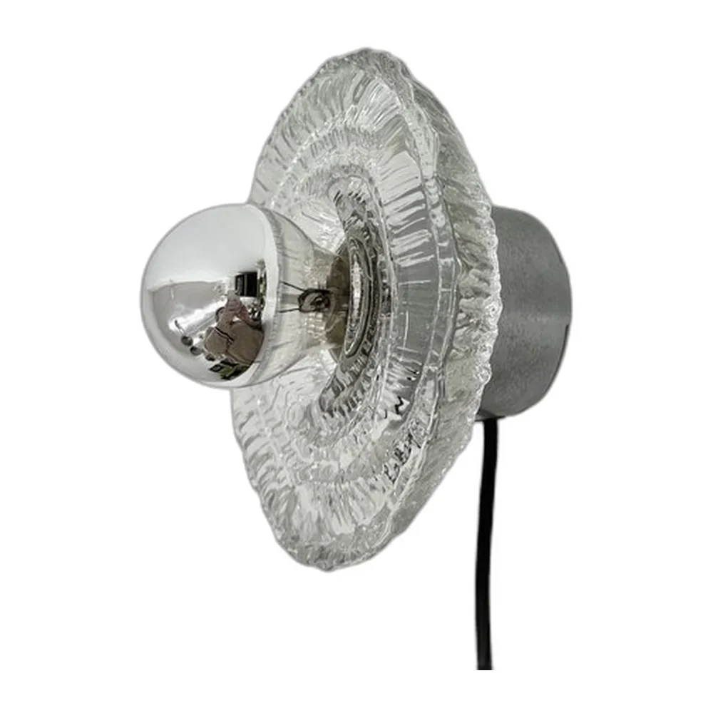 Wand- oder Deckenlampe aus Eisglas von Peill & Putzler, 1970er
