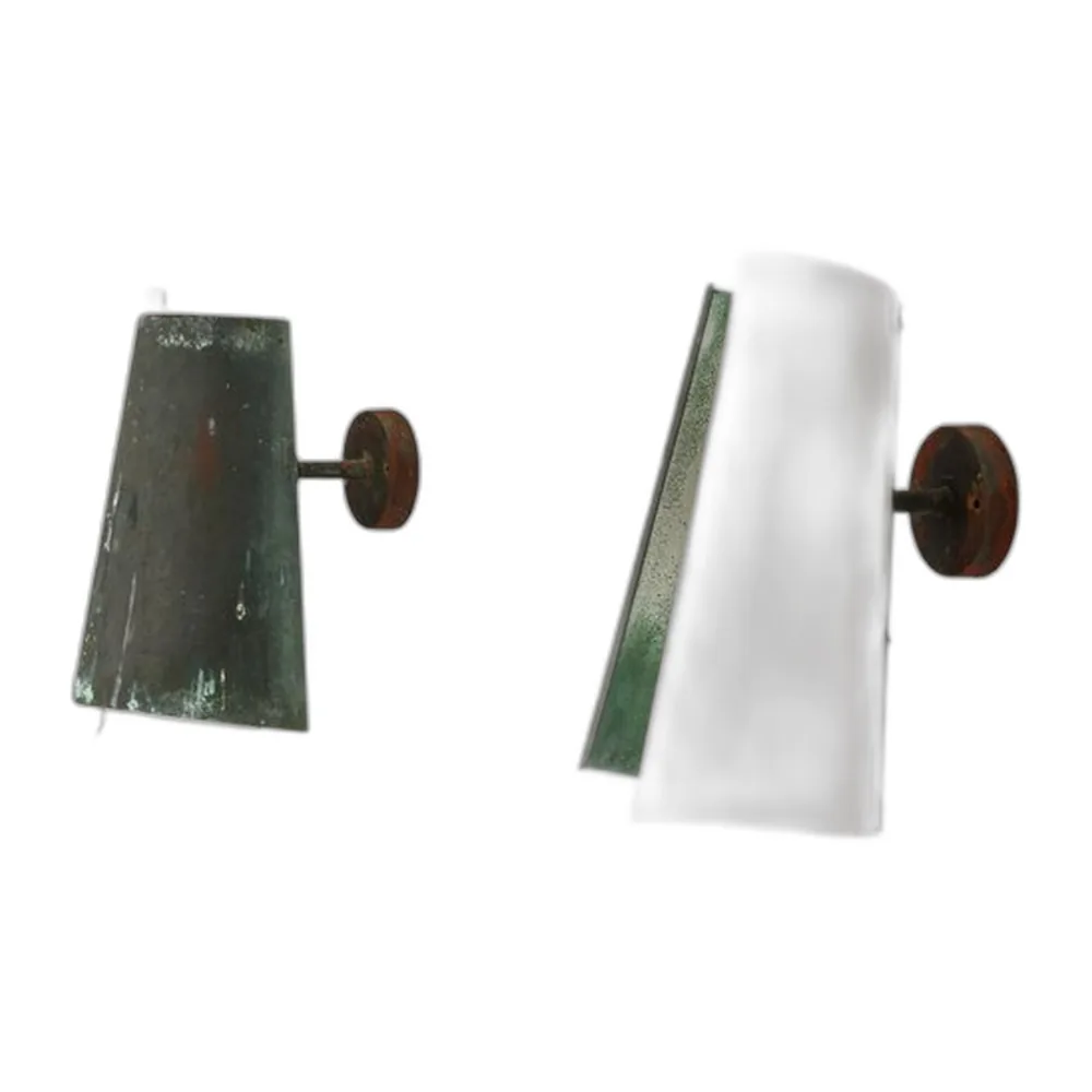 Wandlampen aus Kupfer & Acrylglas, 1940er, 2er Set