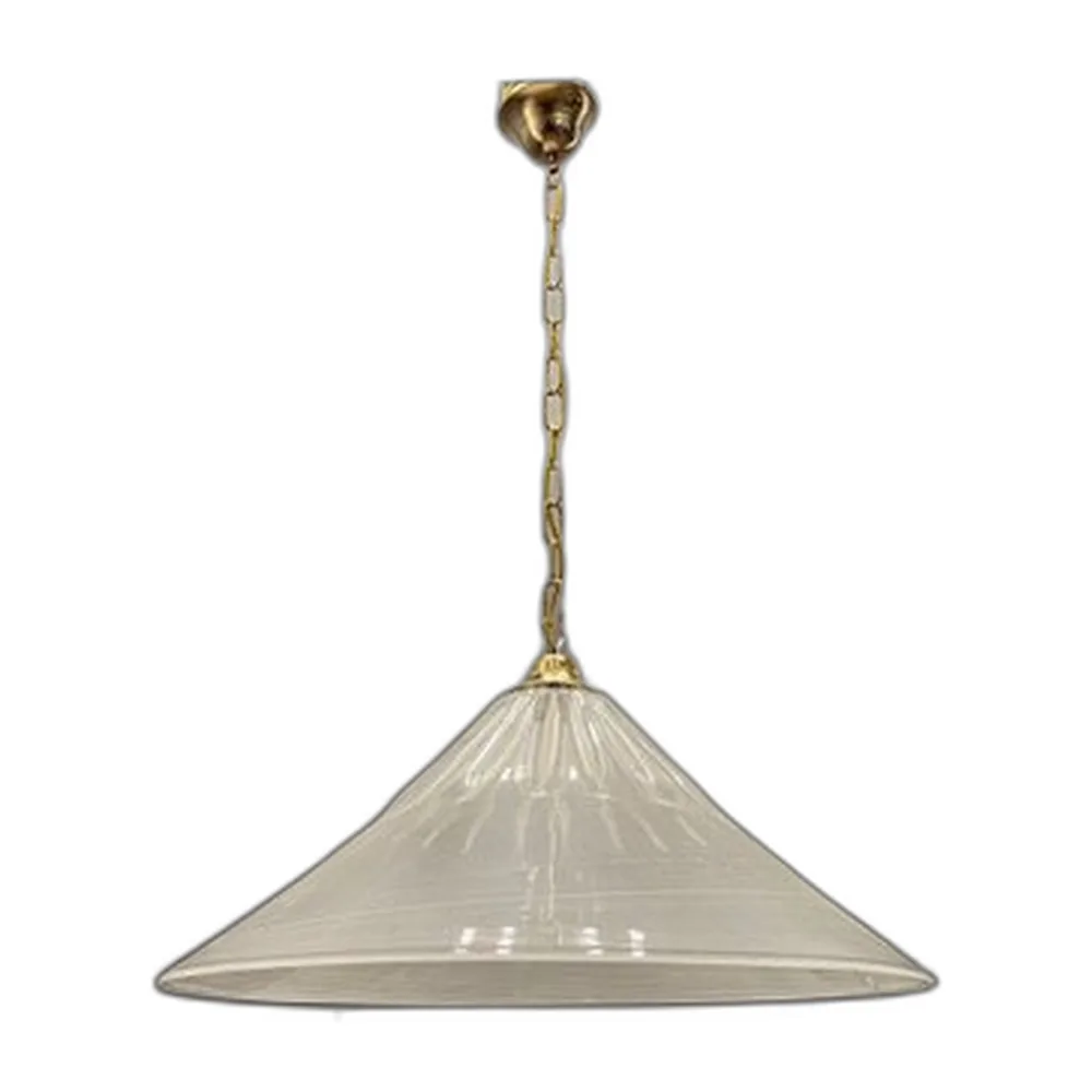Weiße Mid-Century Murano Glas Hängelampe mit schwarzem Rand, Italien, 1970er