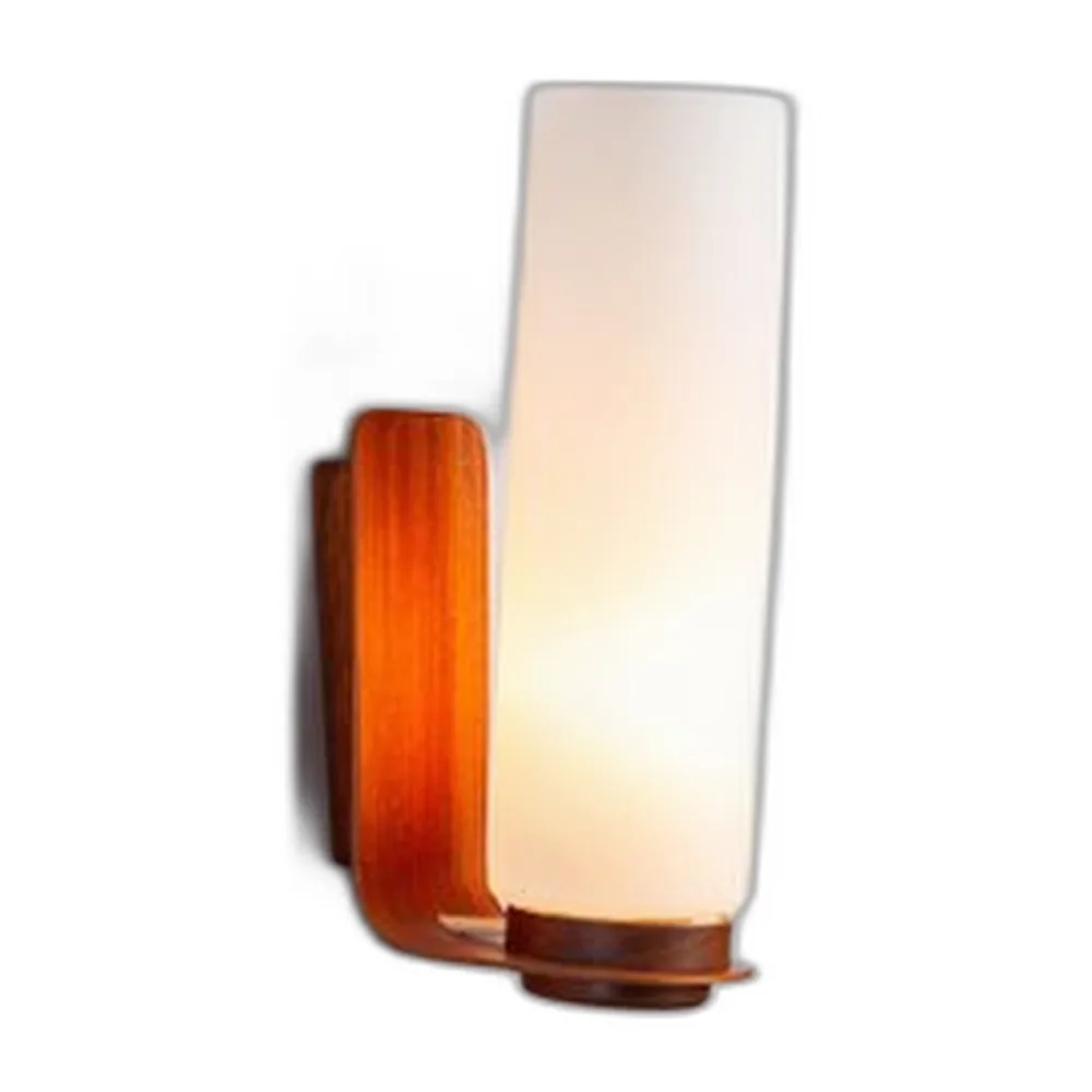 Zylindrische Wandlampe aus Opalglas & Bugholz, 1960er