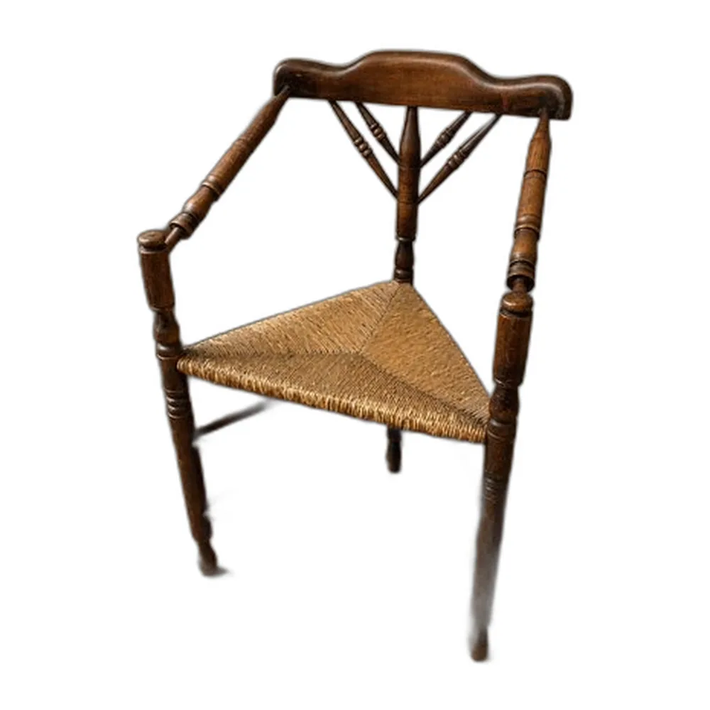 Antiker Eckstuhl mit geflochtenem Sitz, 1890er