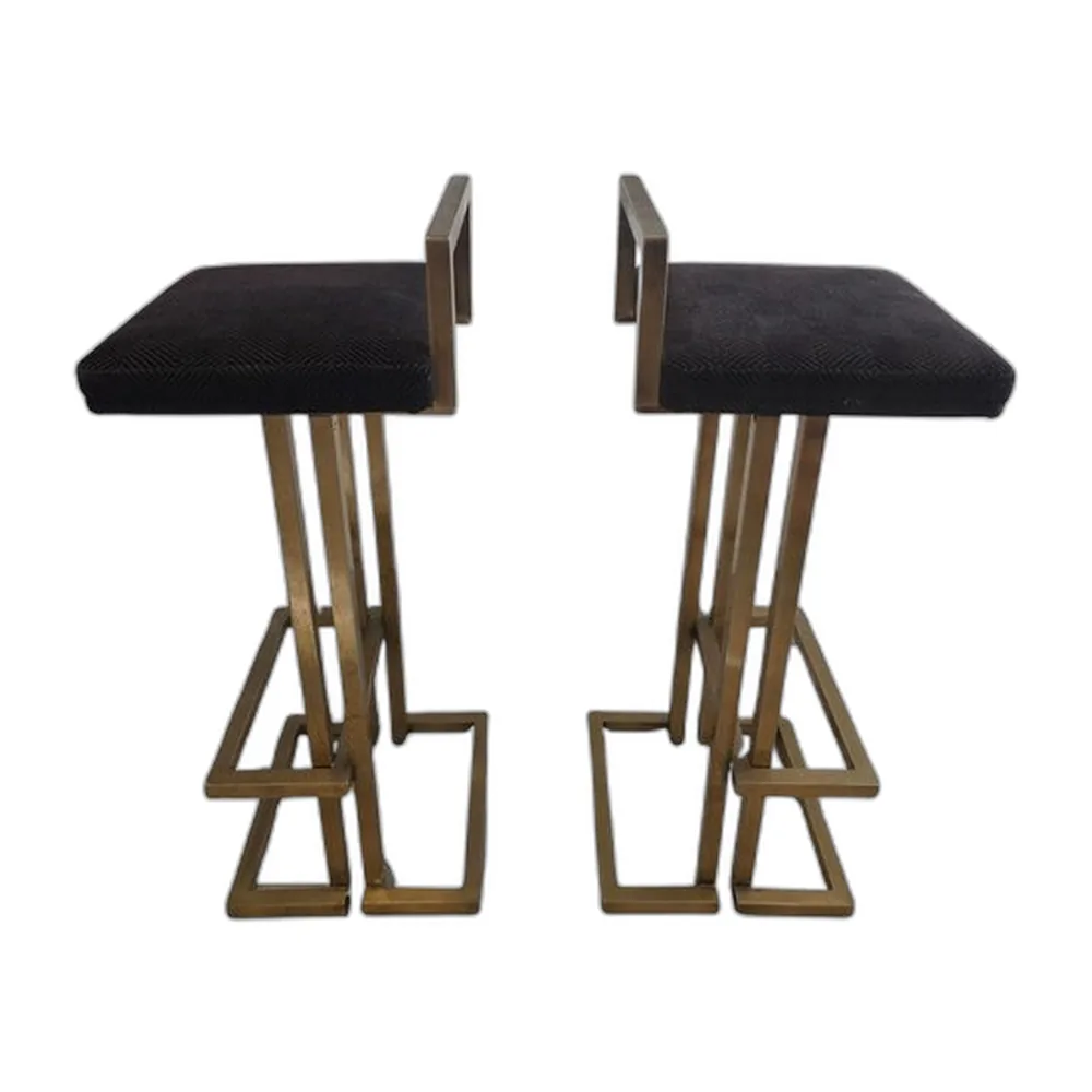Barhocker aus Messing im Stil von Maison Jansen, 1975, 2er Set