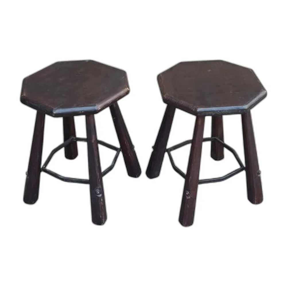 Brutalistische Vintage Hocker, 1970er, 2er Set