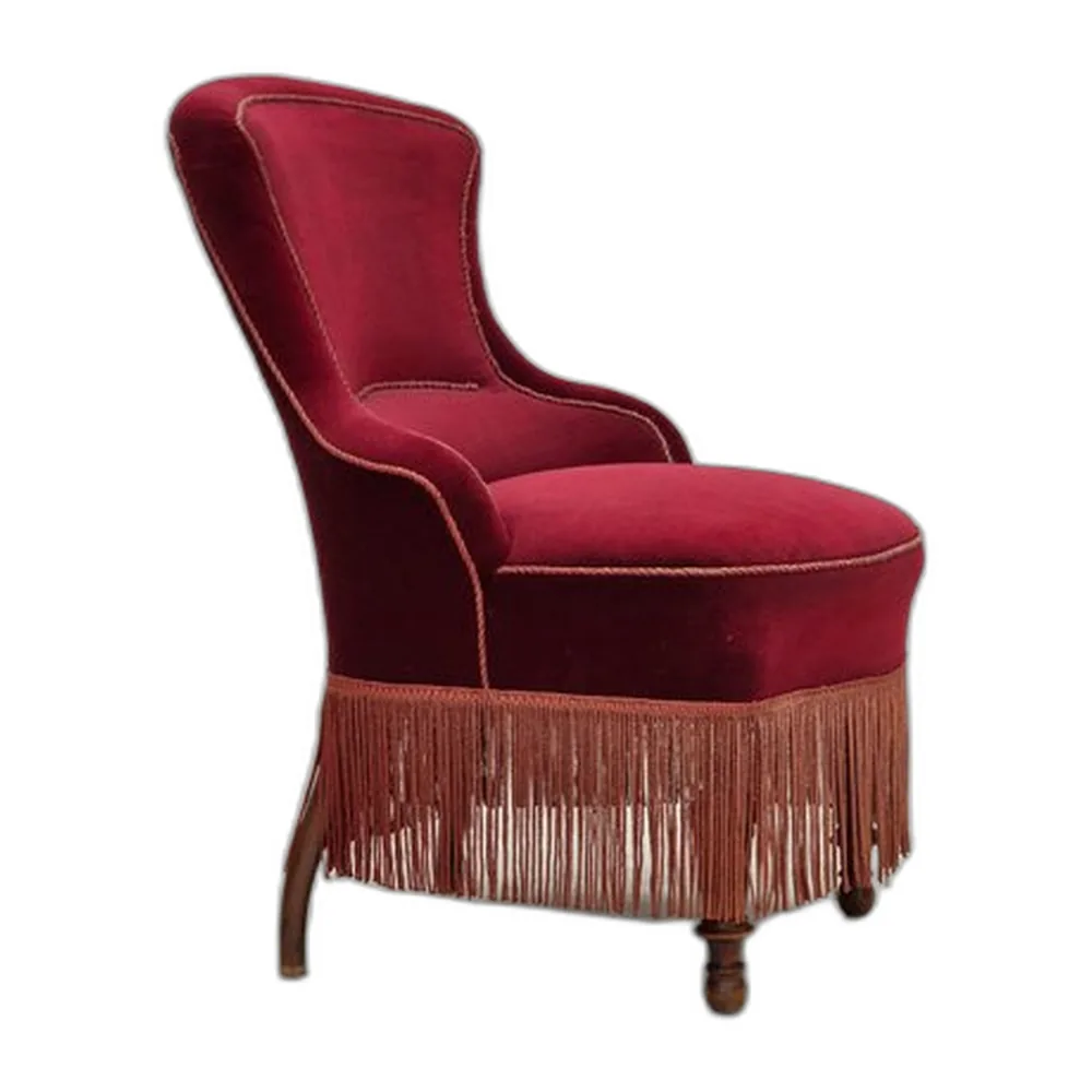 Dänischer Cocktail Sessel in Kirschrotem Möbel Velours, 1950er