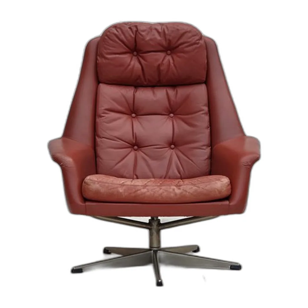 Dänischer Drehsessel aus Möbelleder von HW Klein für Bramin, 1970er
