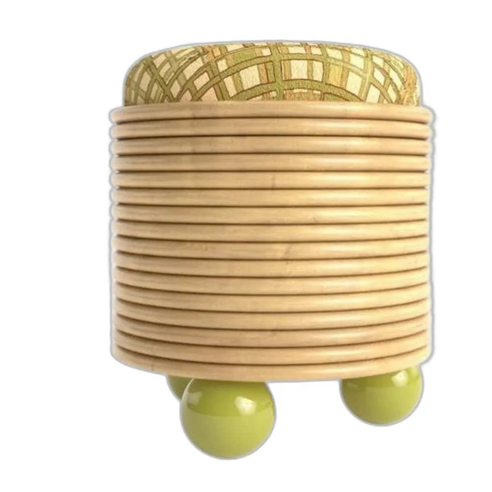 Disco Pouf aus Getöntem Rattan und HR Schaumstoff von Popus Editions