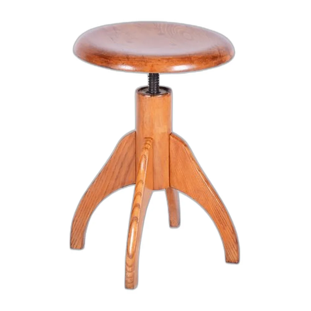 Drehbarer Mid-Century Klavierhocker aus Buche & Stahl, 1950er