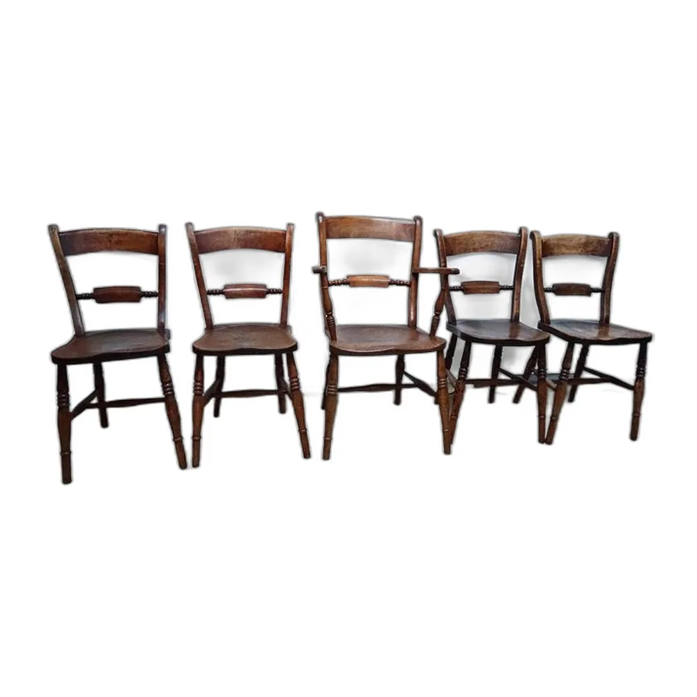 Englische Oxford Windsor Stühle, 1860er, 5er Set