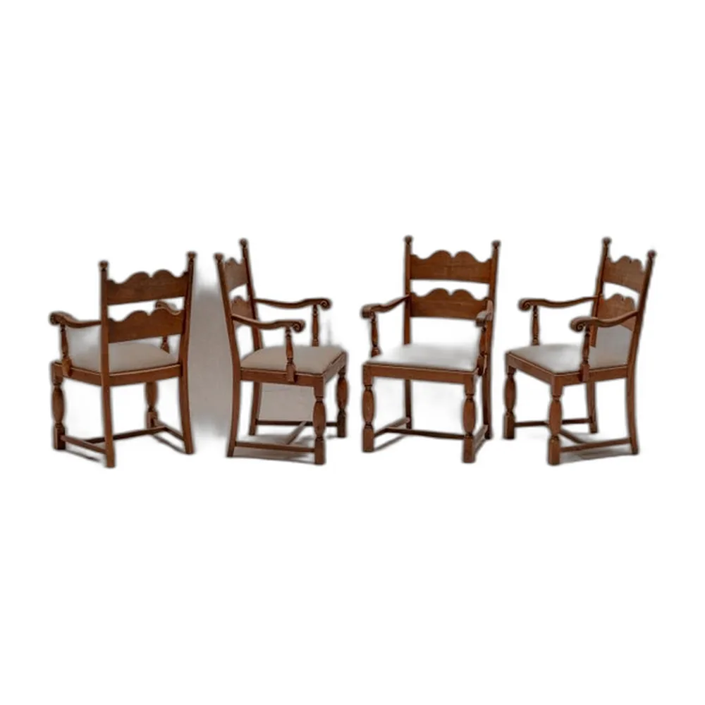 Französische Mid-Century Esszimmerstühle nach Charles Dudouyt, 1950er, 4er Set