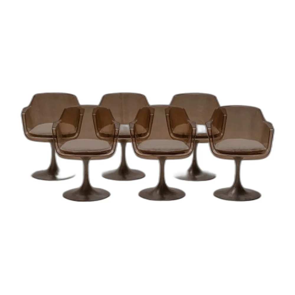 Französische Space Age Esszimmerstühle, 1970er, 6er Set