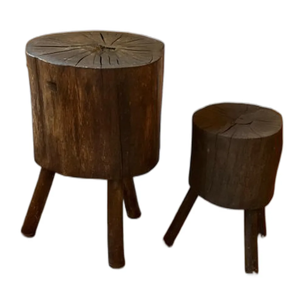 Französische Volkskunst Hocker, 1890er, 2er Set