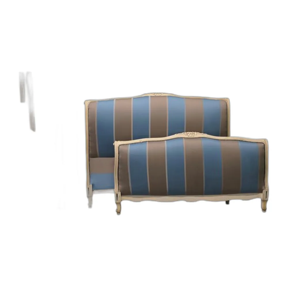 Französisches Château Doppelbett mit Seidenbezug, 1920er