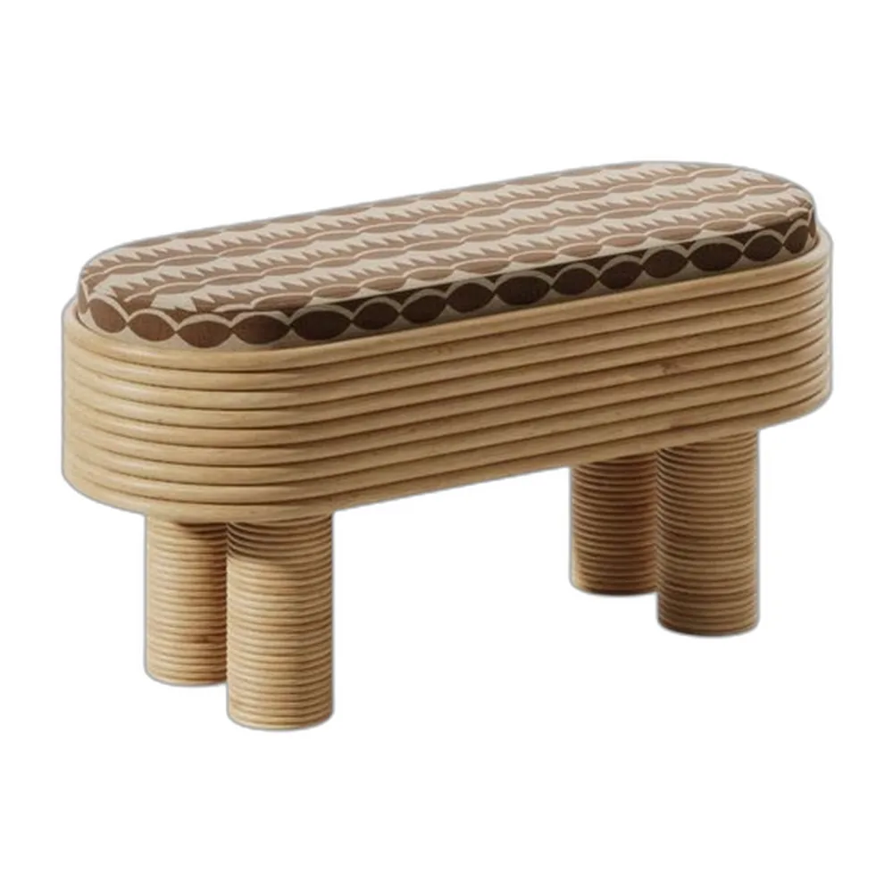 Grace Bank aus Rattan & HR Schaumstoff von Popus Editions