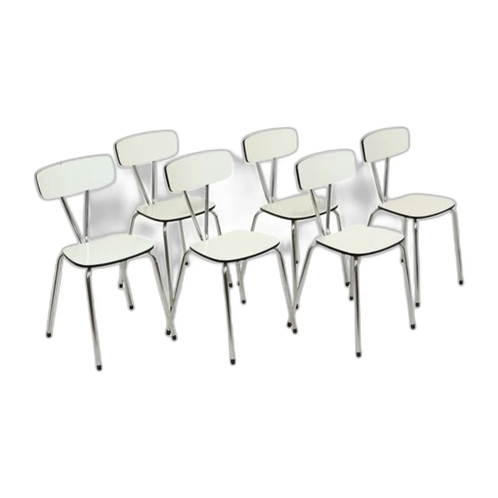 Graue Esszimmerstühle aus Resopal & Chrom, 1960er, 6er Set