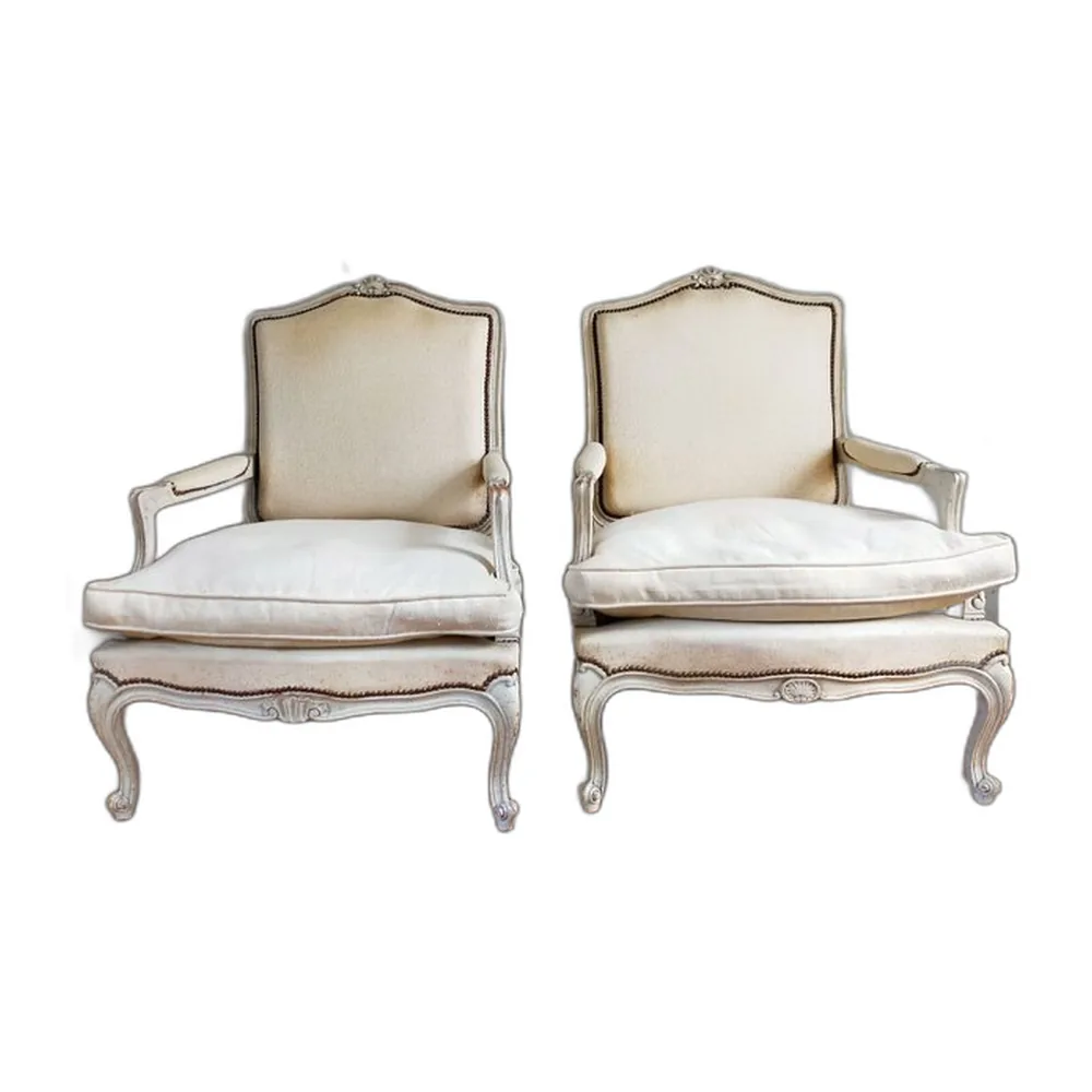 Große Louis XV Bergère Sessel, 1970er, 2er Set