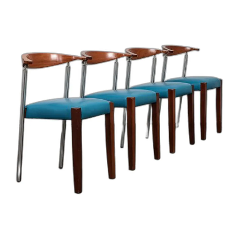 Italienische Vintage Leder Esszimmerstühle, 1990er, 4er Set