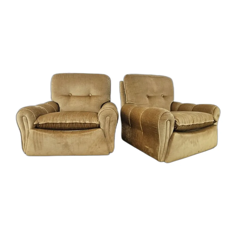 Italienische Vintage Sessel mit Stoffbezug, 1970, 2er Set