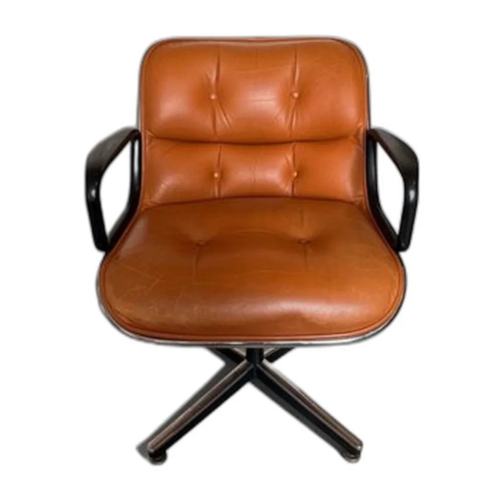 Kamelfarbener Vintage Chefsessel aus Leder, 1970er