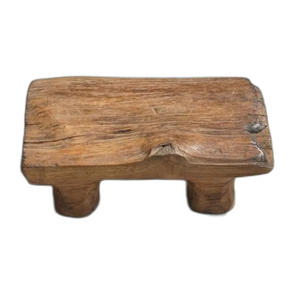 Kleiner Hocker aus Wabi-Sabi Monochromem Hellem Teak, 1980er