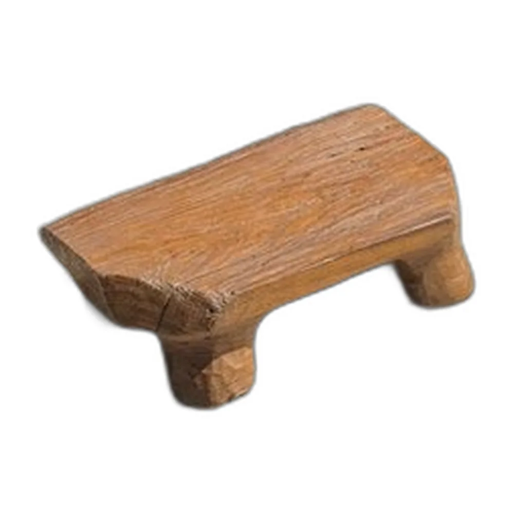 Kleiner Wabi-Sabi Fußhocker aus hellem Teak, 1980er