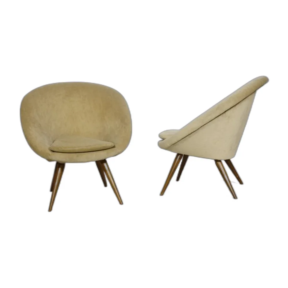 Mid-Century Sessel im Stil von Jean Royère, 1950er, 2er Set