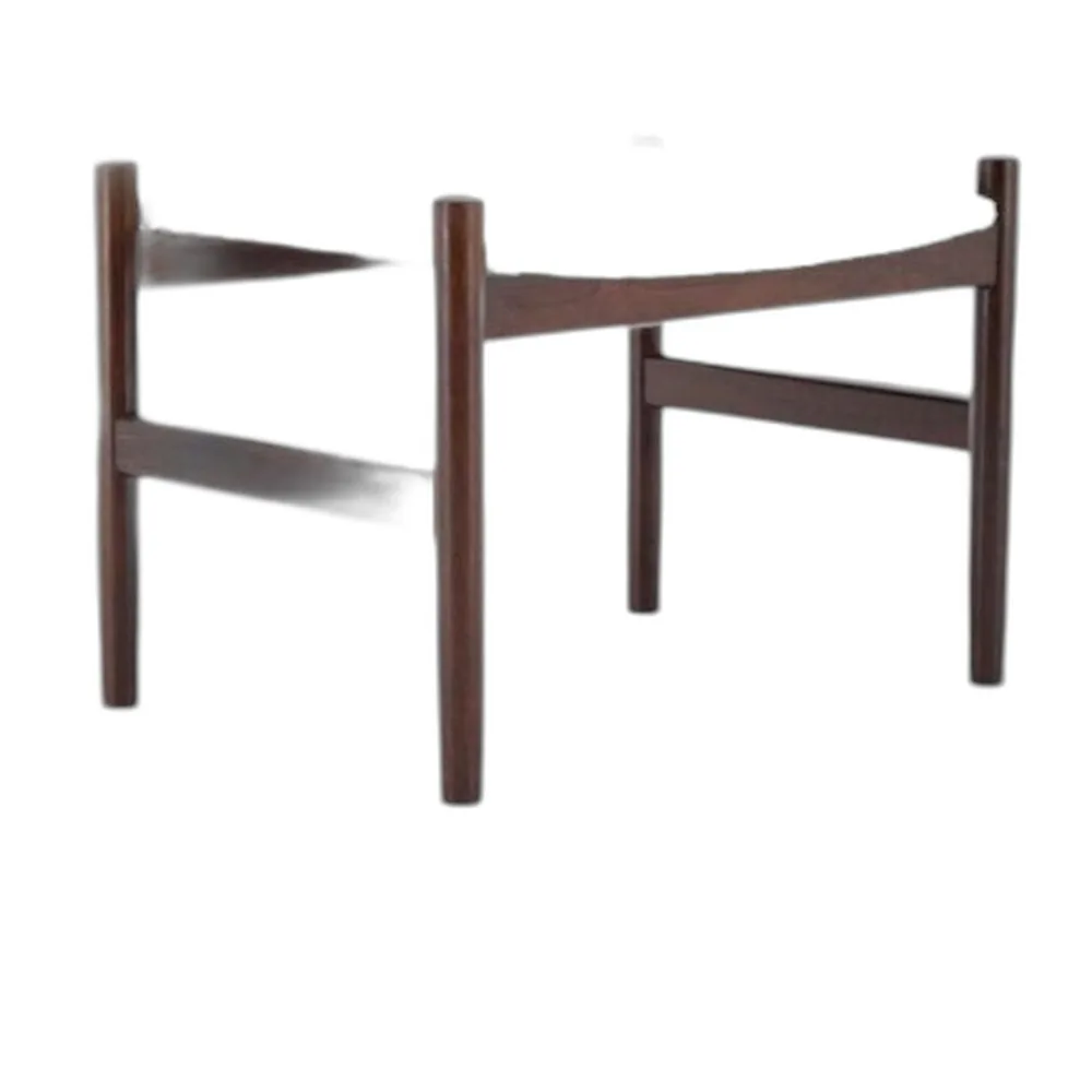 Moderner dänischer Mid-Century Holzhocker in weißem Bouclé, 1960er
