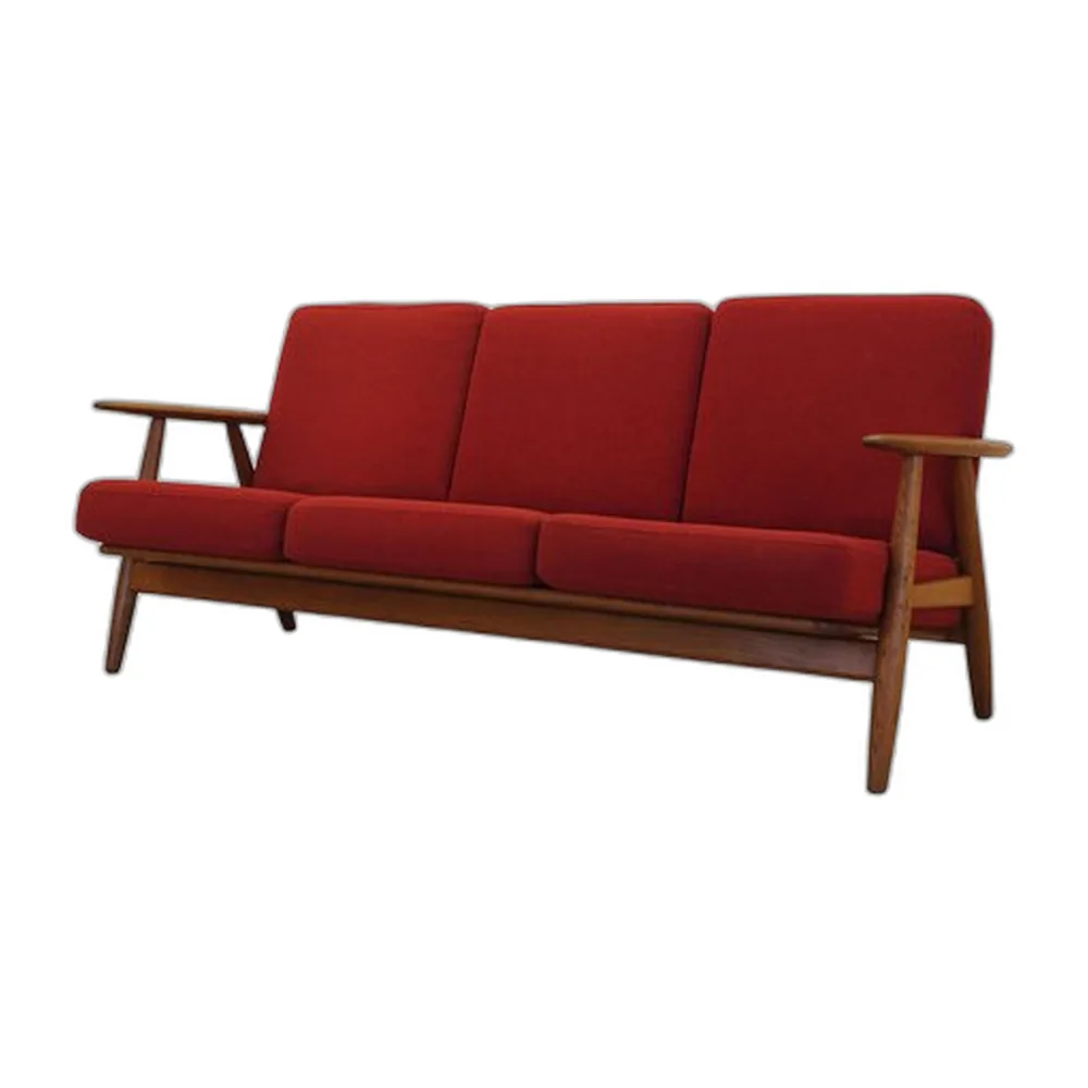 Rotes dänisches Cigar Sofa von Hans J. Wegner für Getama, 1960er