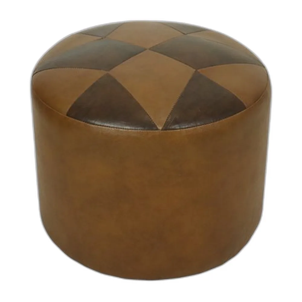 Runder brauner Vintage Fußhocker mit Sternmotiv, 1960er